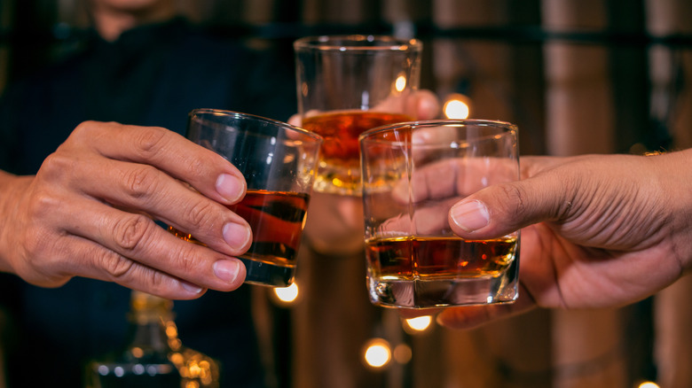 friends toasting at pub