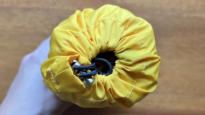 yellow pouch with drawstring