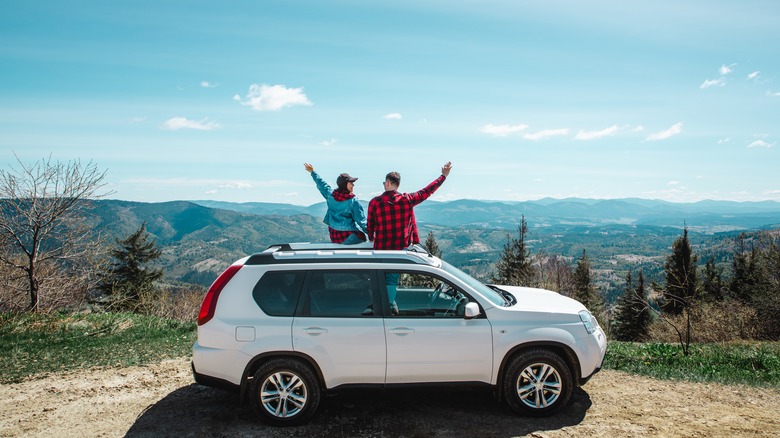 Two people on road trip