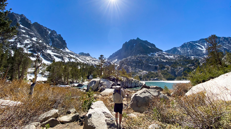 Person hiking through Big Pine Lakes
