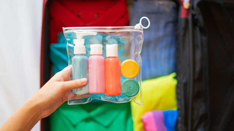 Travel bottles inside Ziploc bag