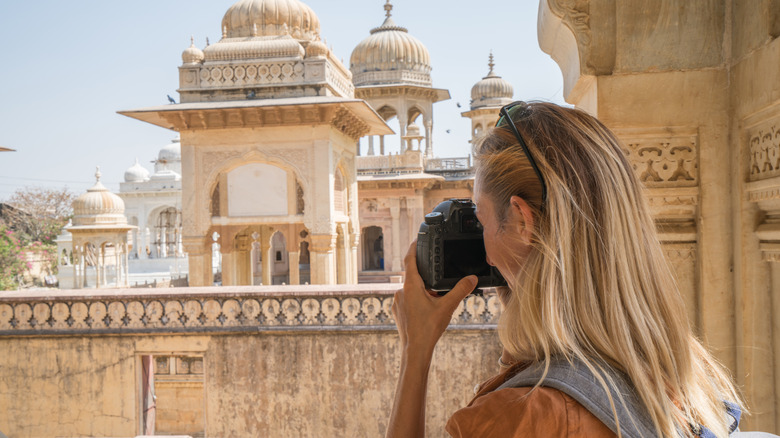 woman taking photo in Jaipur