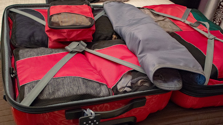 Packing cubes in a suitcase 