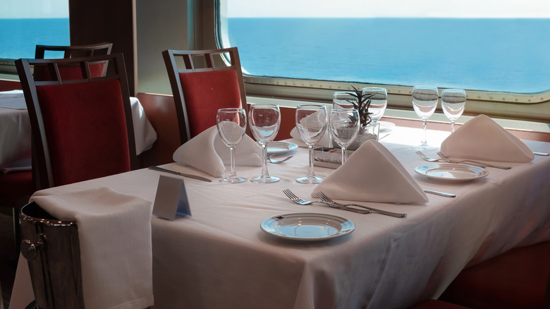 Dining table on cruise ship