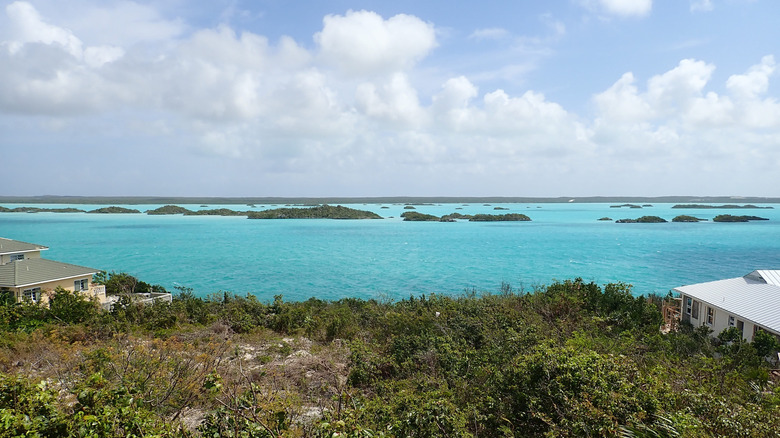 Islands rise out of Chalk Sound in Turks and Caicos
