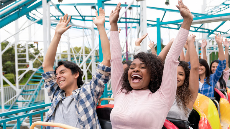 people having fun on coaster