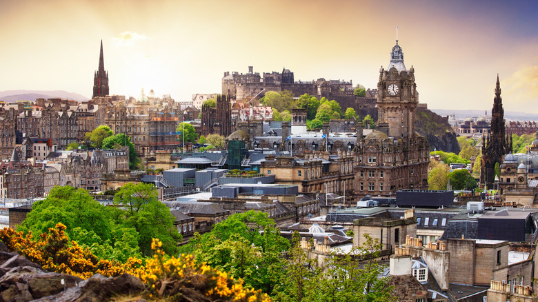 Edinburgh castle view from Calton hill, Scotland - UK