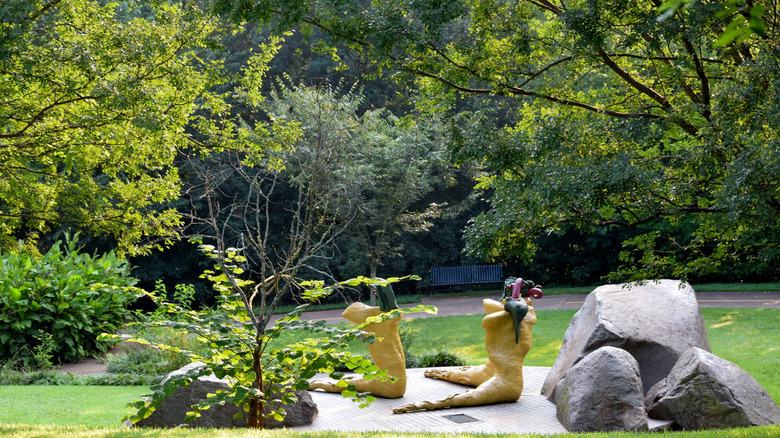 lsuh green Freedom Park in Atlanta with art sculptures