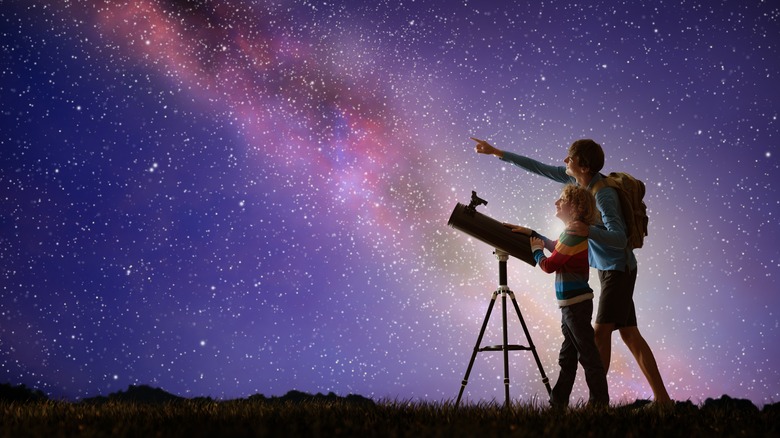 stargazing with telescope