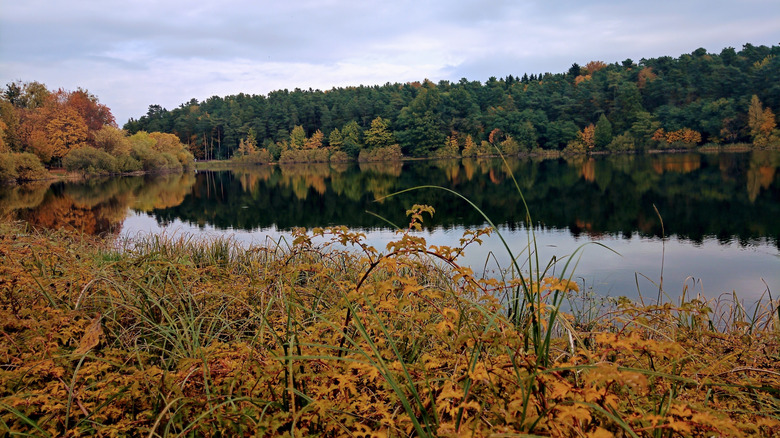 Autumn over the masurian lake region of Poland