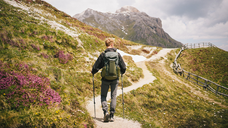 Solo hiker in Italy's dolomites