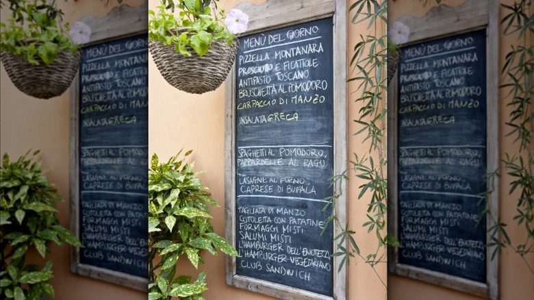 Chalkboard menu for restaurant