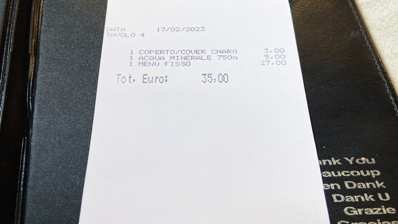 Restaurant bill in Italy