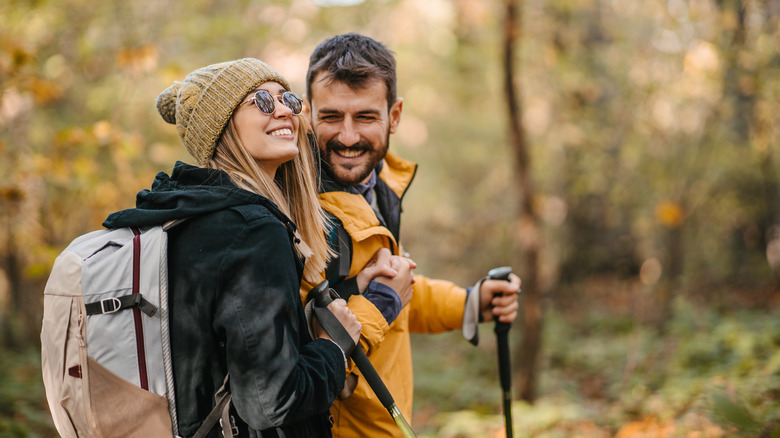 Couple on a fall hike