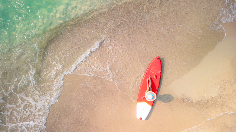 Traveler enjoying lounging on the beach