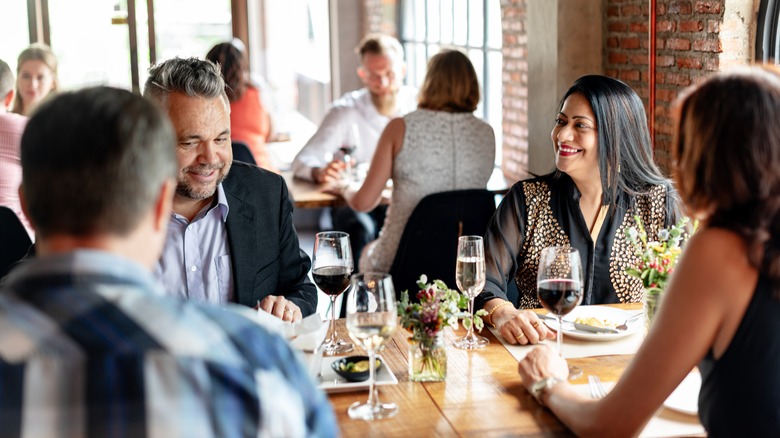 Group dining at a restaurant