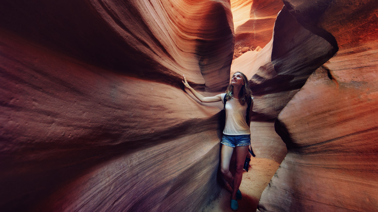 Girl mesmerized by Antelope Canyon
