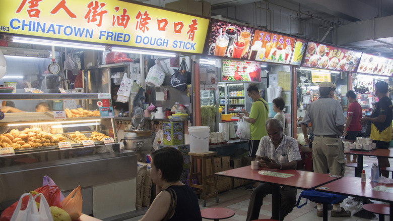 Busy food complex in Singapore