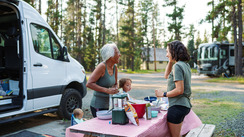 RV travelers preparing a meal