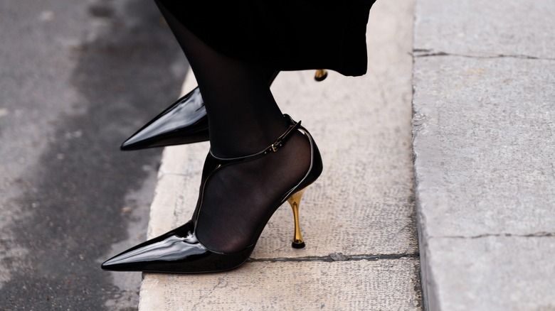 High heels on stone steps