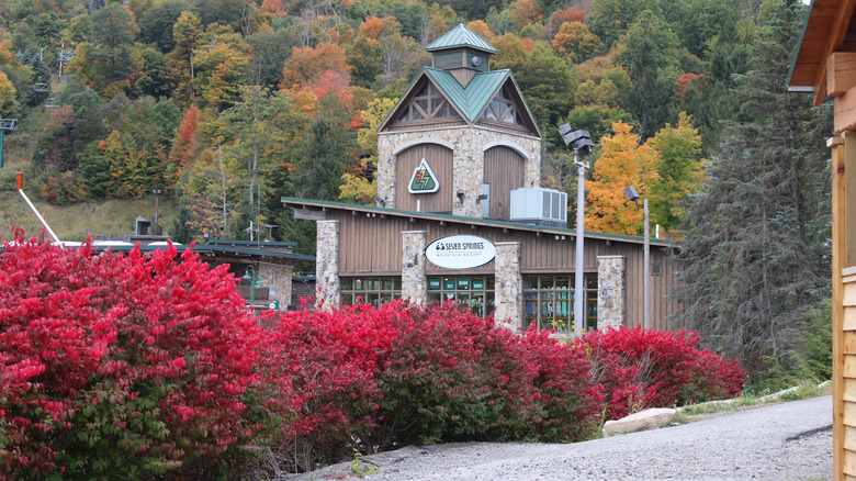 Seven Springs Mountain Resort surrounded by autumn trees