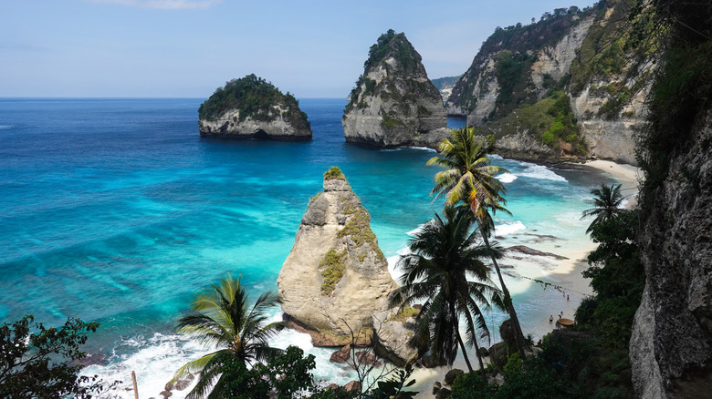 A view of Indonesia's Atuh Beach from the cliffs above