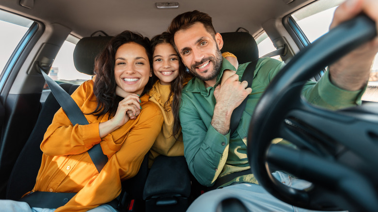 family in rental car