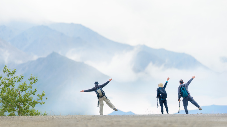 happy hikers in Alaska