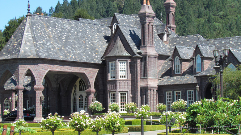 Exterior of Ledson Winery surrounded by trees
