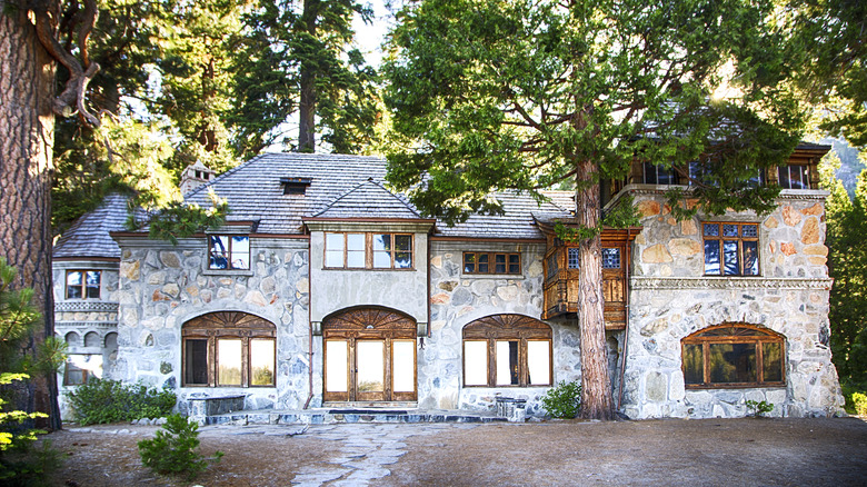 Exterior of Vikingsholm surrounded by trees