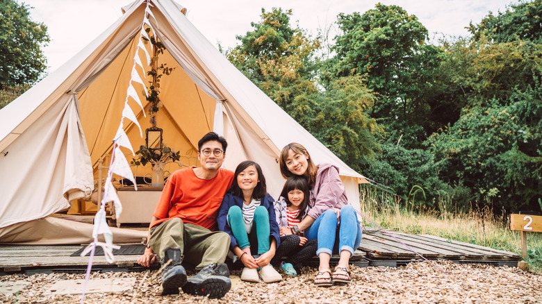 happy family camping