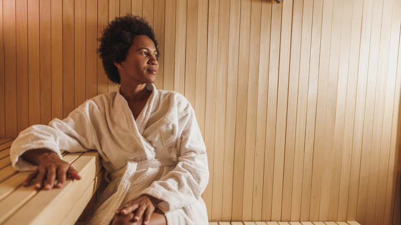 person in spa relaxing