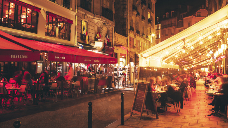 The streets of the Latin Quarter illuminated at night
