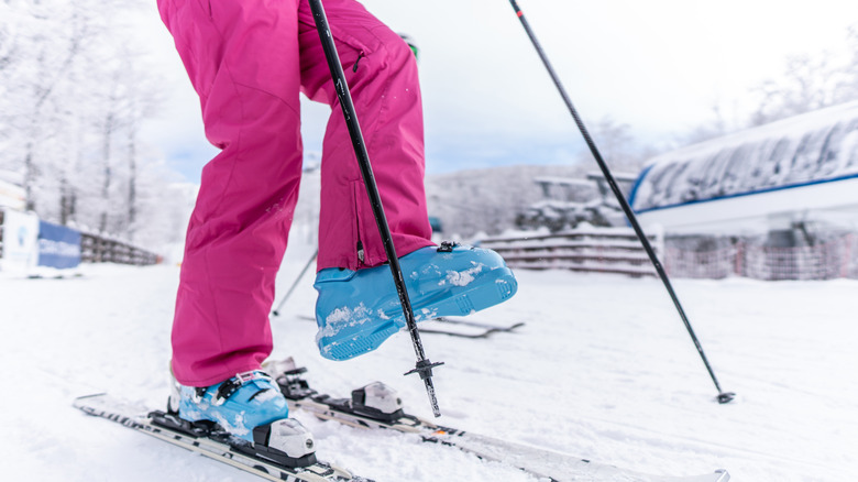 Ski boots on the slopes