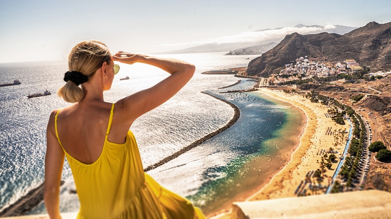 Woman overlooking the Tenerife shoreline