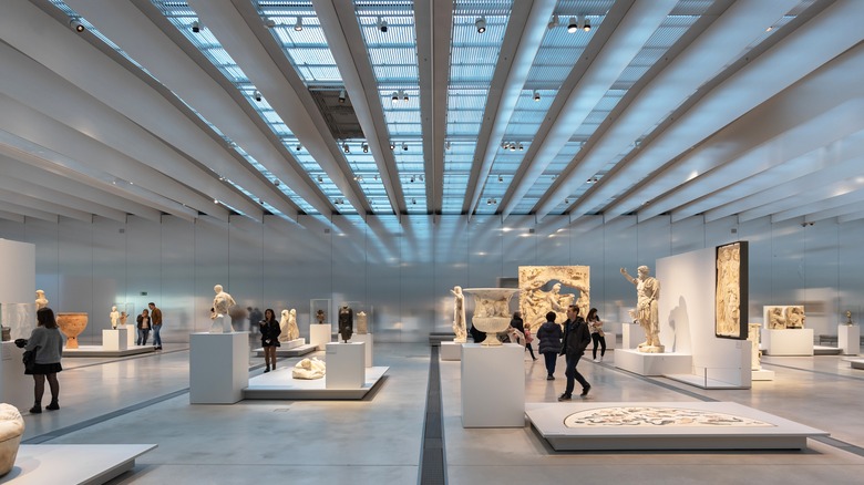 A sleek exhibitions space at the Louvre Lens Museum