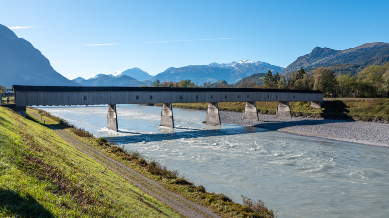 The Old Rhine bridge linking Switzerland and Liechtenstein