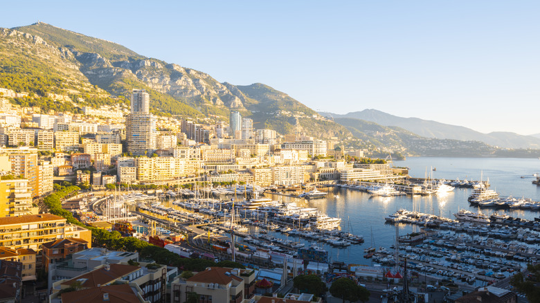 Coastal portion of the Principality of Monaco viewed from a far