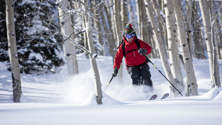 Man skiing in Aspen Grove, Utah
