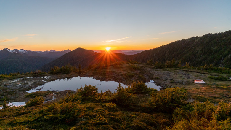 sunset and mountains