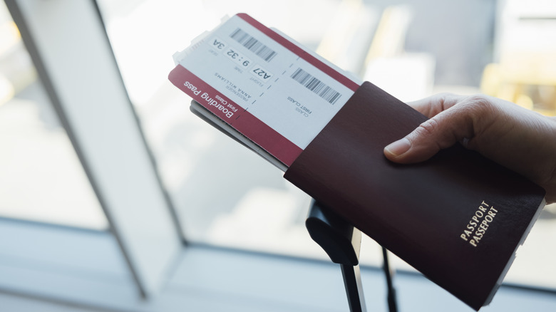 Boarding pass and passport 