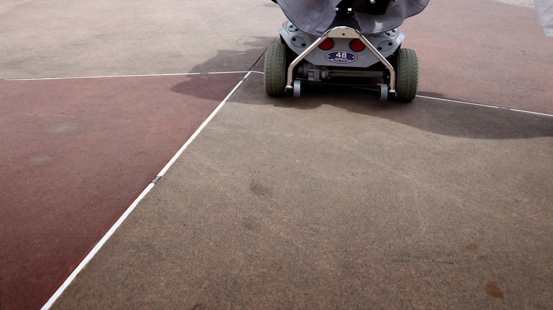 Motorized scooter Mickey Mouse ears flowers