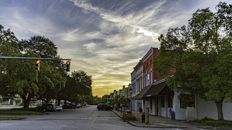 scenic sunset view of downtown at Eufaula, Alabama