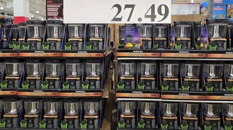 Shopping display of Duracell lanterns at Costco