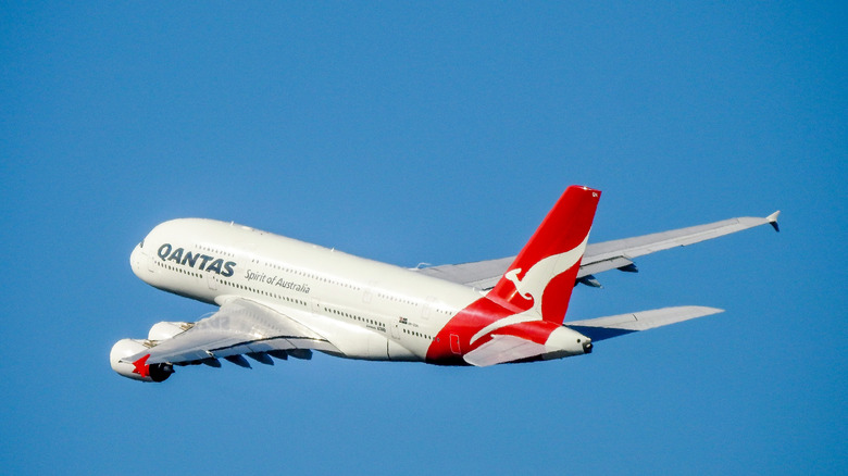 Qantas plane flying