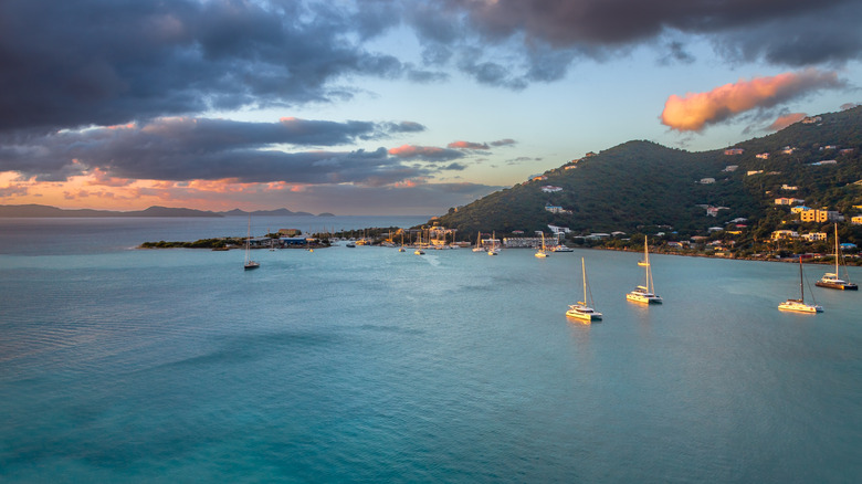 sail boats in Tortola, Caribbean bay