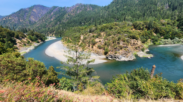Trinity river as it winds through Trinity-Shasta National Forest in northern California