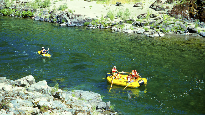 Whitewater rafting on the rapids of Trinity River