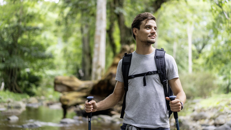 A cheerful hiker