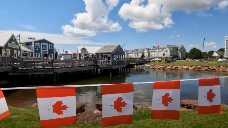 PEI boardwalk and flags